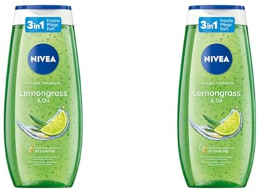 NIVEA Lemongrass & Oil Duschgel (250 ml), pH-hautneutrale Pflegedusche mit belebendem Zitronengras-Duft, verwöhnende Dusche mit pflegenden Ölperlen (Packung mit 2)