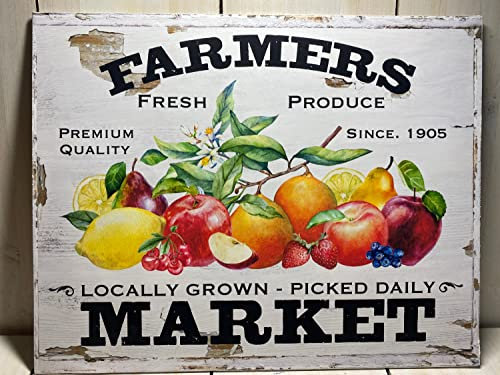 Metallschild Summer Farmers Market Produzieren Sie Obst- Und Gemüseküche Eisenmalerei Vintage-Stil Blechschild Vintage Vintage Aluminium Metallschild Für Garage Küche Bar M
