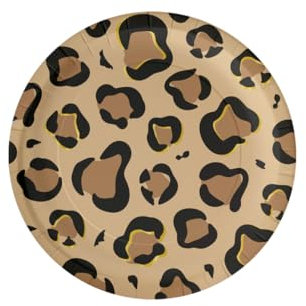 Jesters Party 8pcs Leopard Paper Plates for Party Celebration - 22.6cm Nature Themed Round Party Plates - Disposable Plates for Happy Birthday Decoration, Party Supplies, Fun Table Decorations