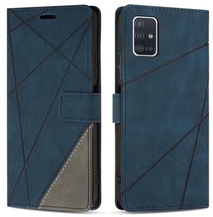 SONWO Case for Samsung Galaxy A51 4G, Premium PU Leather Flip Wallet Case Cover with Magnetic Closure and Card Slots, Phone Case for Galaxy A51 4G, Blue