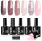 MEFA Gel Nail Polish Set - 6 Colors Nude, Brown, Glitter, Pink - UV Gel for Salon & Home DIY