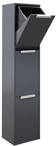 ARREGUI Ecoclas CR304-E Mülltrennsystem aus Stahl | 3 Fächer Mülleimer für die Küche |3x17L (51L) | 3 Fach Abfalleimer | Herausnehmbare Inneneimer + Griff | Recycling Schrank | Mülltrennung |anthrazit