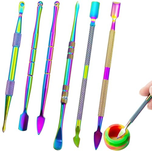 Wachsschnitzwerkzeuge, Edelstahl, doppelseitiges Schnitzwerkzeug für Holz, Wachs, Ton, Keramik, Regenbogenfarben, 6 Stück