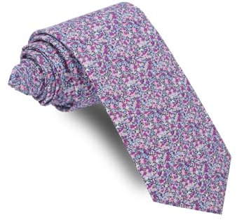 Cencibel Smart Casual Corbata Liberty Pepper Flores Buganvilla y Celeste