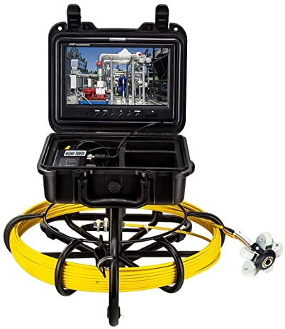 CCYENG Abfluss-Kanalisationsinspektionskamera Kanalisationskamera, Rohrinspektionsvideokamera mit 9-Zoll-LCD-Monitor, kabelloses WLAN, 23 MM Abfluss-Kanalisationspipeline in