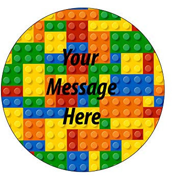 Orange Trading Dartmouth LTD A4 Edible Decor Icing Sheet PERSONALISED Colourful Blocks Bricks Design 7-8 Circle Cake Topper Decoration - Great for larger cakes