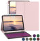 ZOYU Hülle mit Tastatur Kompatibel mit iPad Air 6./ 5./ 4. Generation 11 Zoll M2/10,9 Zoll, 7 Farbige Beleuchtete Tastatur mit Hülle für iPad Air 2024/2022/2020, Rosa