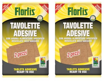 Flortis Tavoletta adesiva cattura topi/insetti. 2 pack con 4 tavolette di colla ecologica ultra adesive. No veleno/Pronto uso. Ideale per ratti, ragni, scarafaggi, scorpioni. Uso interno/esterno.