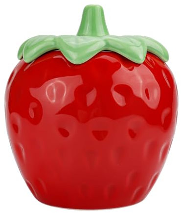 Erdbeere Bonbonglas mit Deckel rot Bonbon-Container Keramik Bonbonglas mit Deckel für Süßigkeiten Buffet 800 ml