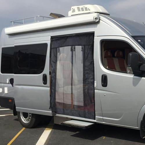 HEBEOT Toldo para caravana, cubierta de persiana enrollable transpirable, a prueba de succión magnética, cortina para puerta de caravana, 180 x 133 cm