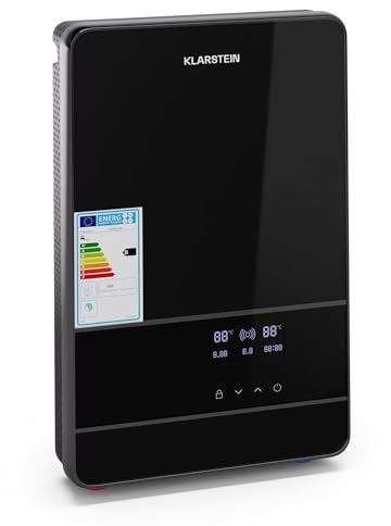 KLARSTEIN Blaze Flow Chauffe Eau Instantané Électrique – 24kW, 380V, Acier Inoxydable, Mural Compact, Température Réglable 35-55°C, Écran LED