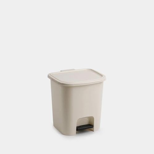 Muddy Hands 7.5 Litre Plastic Foot Pedal Bin Small Bedroom Bathroom Rubbish Recycling Waste Dustbin (Taupe)
