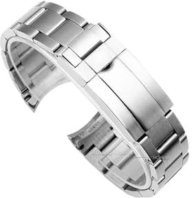 Mefloar Armband passend for Oyster-Edelstahl-Uhrenarmband passend for Rolex SUBMARINER DAYTONA GMT Herren-Business-Uhrenarmband 20mm 21mm Metallarmband(Matte silver,20MM_NO LOGO)