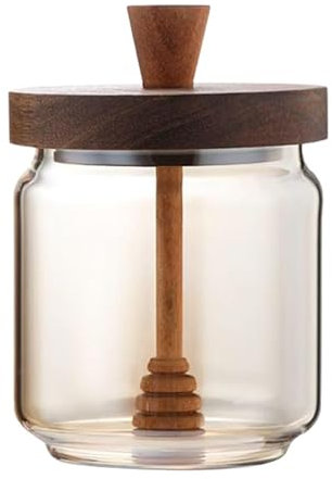 FytStycale Honey Glassware,Honey Storage Container,Syrup Container,Reusable,Glass Beehive Honey Pot Honey Jar for Sauces Dining Table, amber, 450ml