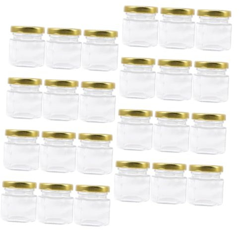 OKUMEYR 24piezas Frascos De Vidrio Transparente Para Miel Tarro De Miel Hexagonal Sellado