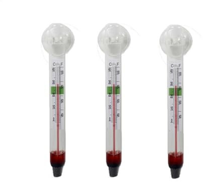 3 Pack Aquariumthermometer, Analoges Aquarium-Thermometer, Glas-Thermometer Mit Saugnapf, Für Tropische Süßwasser- Und Meeressalzwasseraquarien