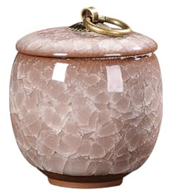 GSHLLO Ceramic Tea Storage Jar Can Vintage Porcelain Tea Canister Tin Chinese Style Coffee Bean Jar Pet Funeral Memorial Urn Small Decorative Urn Container for Home Kitchen Pink