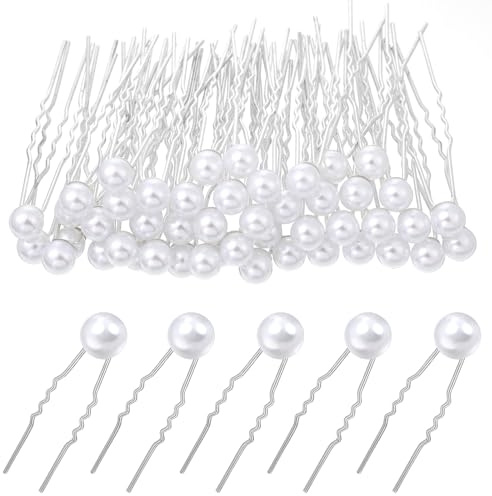 LXUEJIE Lot de 50 épingles à cheveux en perles blanches pour mariée, demoiselles d'honneur, femmes