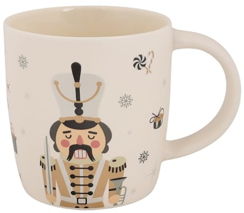 sarcia.eu WEIHNACHTSBECHER Porzellan, Weihnachtsmotiv – Nussknacker – VERPACKT IN EINER GESCHENKBOX, Cremig 365 ml (B)