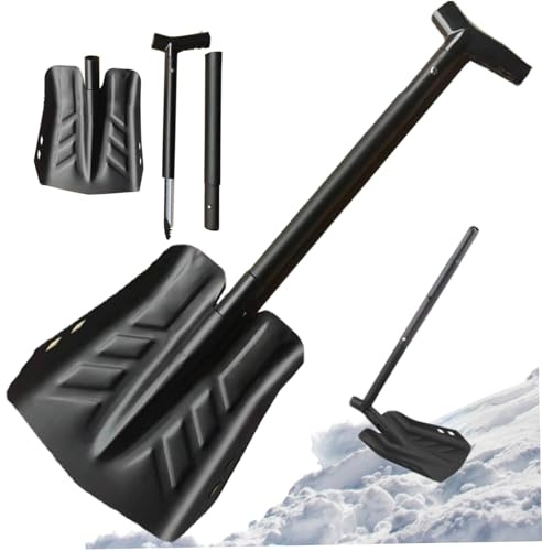 Pala de Nieve Pala de Nieve portátil Plegable Desmontable de 33 Pulgadas Incluye Sierra de Hielo Aleación de Aluminio para automóvil, Entrada, Camping, esquí, Negro para automóvil