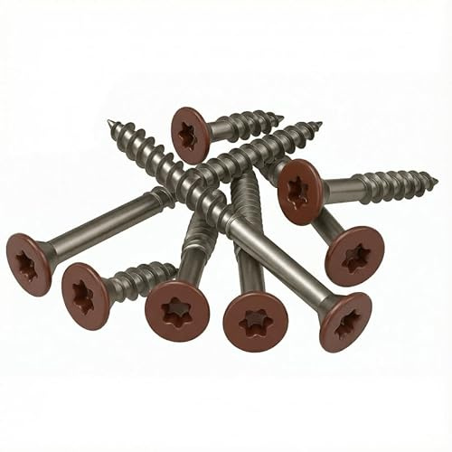 PB Schrauben® Spanplattenschrauben Edelstahl A2 Torx 4,0x40mm - 100 Stk. I Holzschrauben Torx TX mit Senkkopf - Rostfrei Coated in Germany I RAL 8012 (Rotbraun)