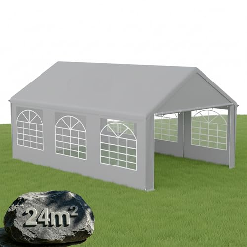 YARDIN Partyzelt 4x6 m in Grau Gartenzelt wasserdicht Pavillon stabil mit Seitenwänden Festzelt UV Schutz Stahlrahmen für Garten Hochzeit Geburtstag Camping Outdoor Event Zelt
