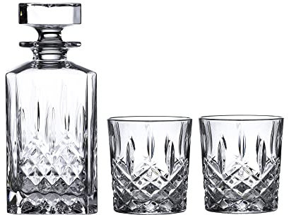 Waterford Marquis Markham 11oz Double Old Fashioned Pair & Square 30oz Decanter Set, 40026495 Transparent