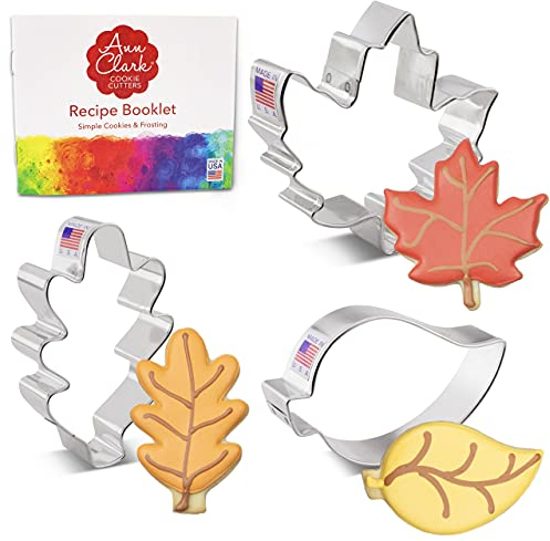 Ausstechformen von Ann Clark USA - Herbstblätter Keksausstecher, Herbst 3-Teiliges Set - Ahornblatt, Eichenblatt, Blatt