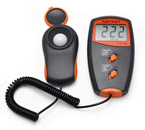 AMTAST Digitale Luxmeter Lichtmessung Beleuchtungsmessgerät LX-90 Lichtmesser mit LCD-Display, Bereich 0-100,000 Lux