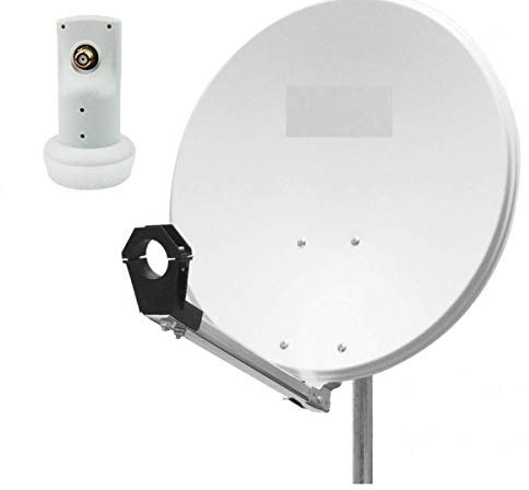 Parabole Satellite Acier Blanche 60cm + Tête LNB Single 4K idéal Astra EUTELSAT
