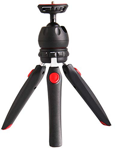 POLAM-FOTO Mini Treppiede da tavolo portatile in alluminio per smartphone, fotocamere reflex e fotocamere antiriflesso, nero