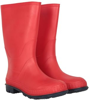 Mountain Warehouse Plain Kids Wellies - Boys & Girls Waterproof Wellington Boots - Outdoors Red Junior Shoe Size 4