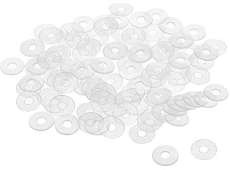 sourcing map Nylon Planas Arandelas M4 13mm DE 4mm DI 1mm Grosor Sellado Junta para Grifo Tubería Agua Manguera, Transparente, Paquete De 100
