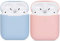 Étui Airpods Compatible 2 Pack antidérapant Ultra-Mince en Silicone Souple Antichoc Accessoires de Protection Étui de Protection pour Apple Airpods 2 et 1 Étui de Chargement - Bleu Clair + Rose