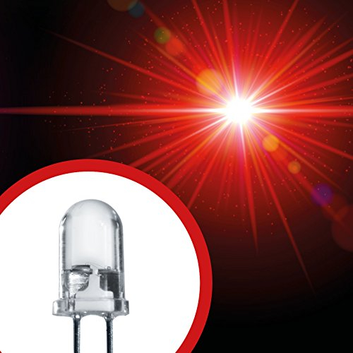 Lumetheus LED Diodes électroluminescentes 5mm couleur Rouge Ultra-lumineux 40.000 mcd 25 pièces 2-3V 2 Pin LEDs Ampoule Diode à souder