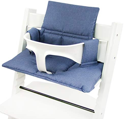 BAMBINIWELT Sitzkissen Auflage Ersatzkissen Kissen Sitzkissenset Stokke Bezug für Tripp Trapp Hochstuhl MELIERT (orig.) (blau MELIERT ORG.) XX
