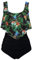 Aidotop Maillots de Bain Femmes 2 Pieces à Volants Vintage Taille Haute Plage Floral Slim Bikini Set(10black Pineapple,M)