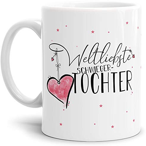 Tasse mit Spruch für die Weltliebste Schwiegertochter - Kaffeetasse/Familie/Geschenk-Idee/Mug/Cup/Weiss