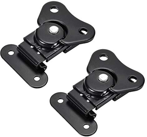 sourcing map 1.61-inch Iron Butterfly Twist Latch Keeper Toggle Clamp for Case Box - 2 Pcs (Black)