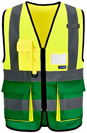 A-SAFETY Gelb-Grüne Sicherheitswesten, gelb und grün, gemischt, Größe XXXL