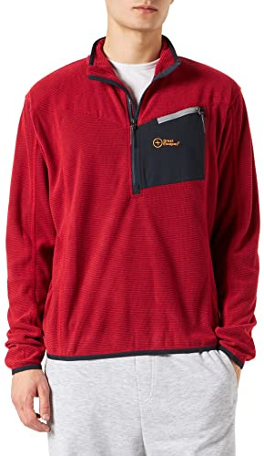 Great Escapes Pile Leggero Uomo Mezza Zip IRAZU, Red L