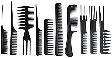 10PCS Black Hair Comb Set Professional Salon Hairdressing Styling Comb Set Multifunction Anti-Static Barbers Brush Combs Set for Women Men