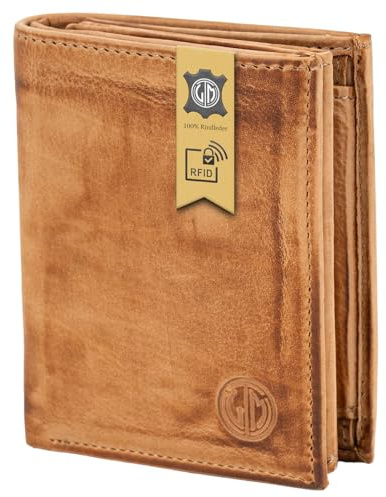 LINDENMANN Geldbörse Herren/Portemonnaie Herren Leder Geldbeutel cognac