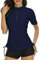 Halcurt Damen Rashguard UV Shirt, Swim Shirt, Kurzarm Badeshirt Badenmode Tankini