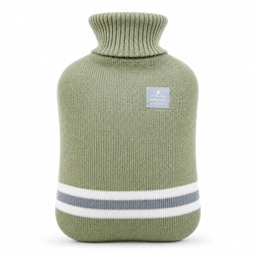 OliviaLiving Hot Water Bag Hot Water Bottle 2 Liter Heat Up and Refreezable Hot Cold Pack with Classic Striped Cover for Pain Relief Hot Cold Therapy