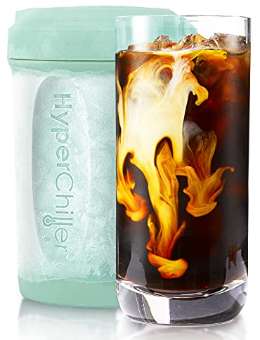 HyperChiller HC2M Patented Iced Coffee/Beverage Cooler, New, Improved,Stronger and More Durable! Ready in One Minute, Reusable for Iced Tea, Wine, Spirits, Alcohol, Juice, 12.5 Oz, Mint Blue