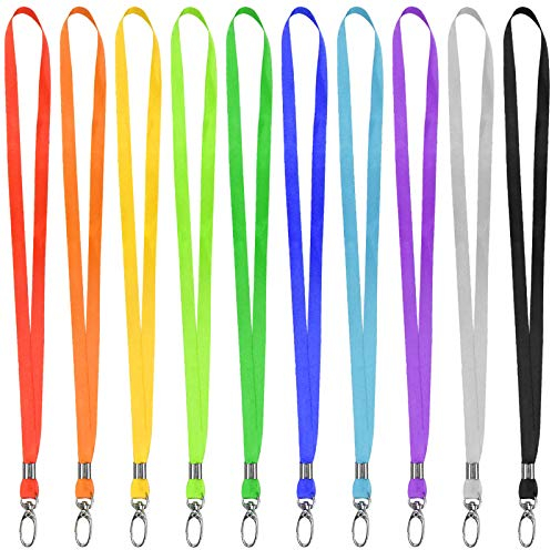 20 Pièces Cordon Tour de Cou, Courroie de Cou de Lanière pour Clef, Tour de Cou Porte Clé, Laniere Infirmiere Lanyard avec Crochet Pivotant pour Porte Badge Bureau Carte D'identité (Coloré)