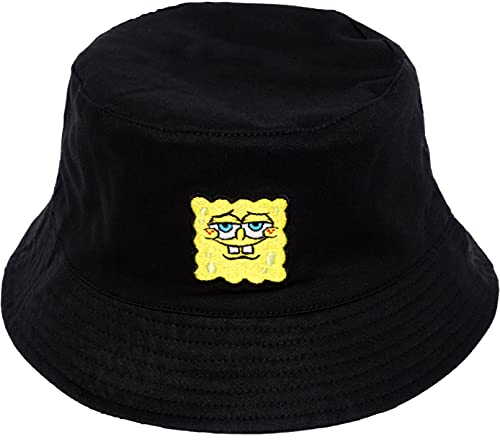 Concept One Damen Spongebob Squarepants Bucket Hat, Packable Travel Hat, Reversible Wide Brim Summer Cap Schlapphut, Schwarz und Gelb, Einheitsgröße