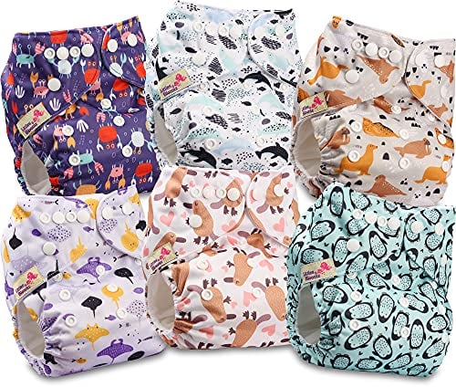 Littles and Bloomz FLP2-0601 Windel, wiederverwendbar, Standard-Popper, 6 Windeln