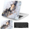 Vozehui Case Compatible with MacBook Pro 13 inch Laptop Case 2020 Release M1 A2338/A225/A2289 Touch ID, with Marble Pattern Protective Plastic Hard Shell Case & Keyboard Cover, Marble Black-White